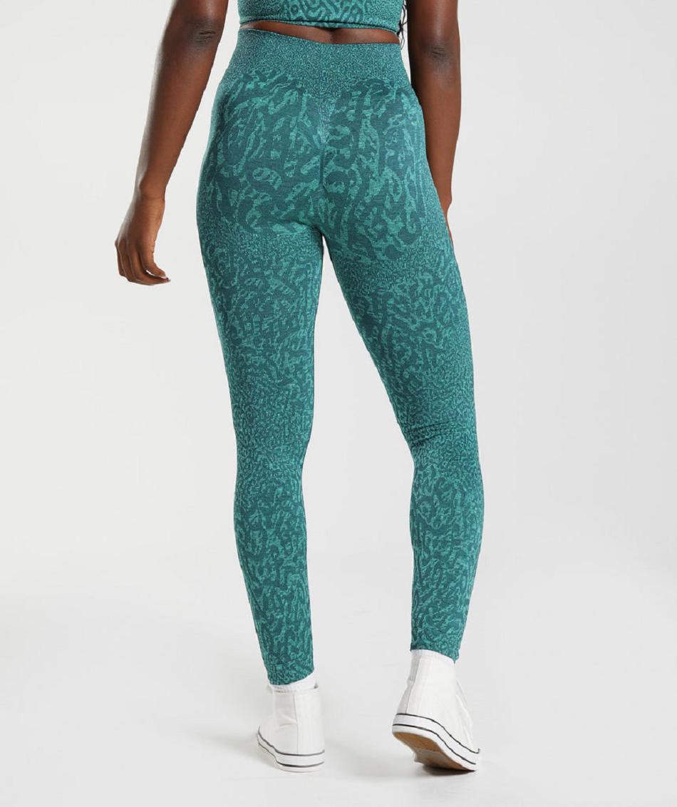 Legginsy Damskie Gymshark Adapt Animal Seamless Turkusowe | PL 2247DFM